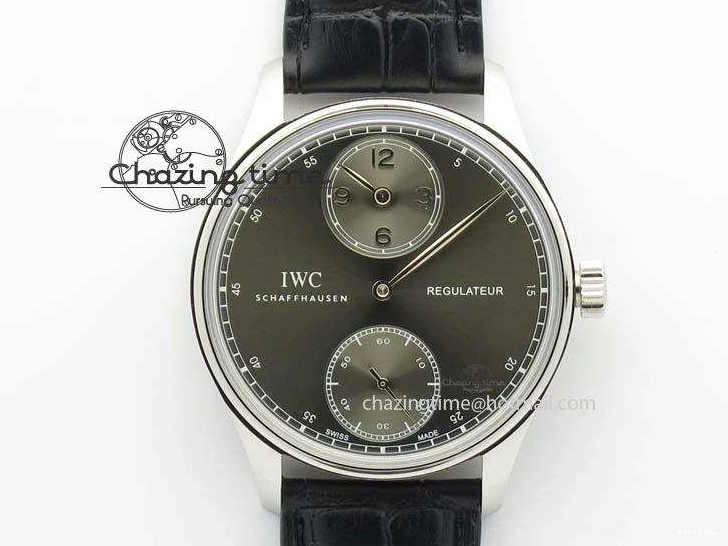 MIROTIME 0407 Portuguese IW544404 SS Gray Dial On Black Leather Strap A Practical 7259